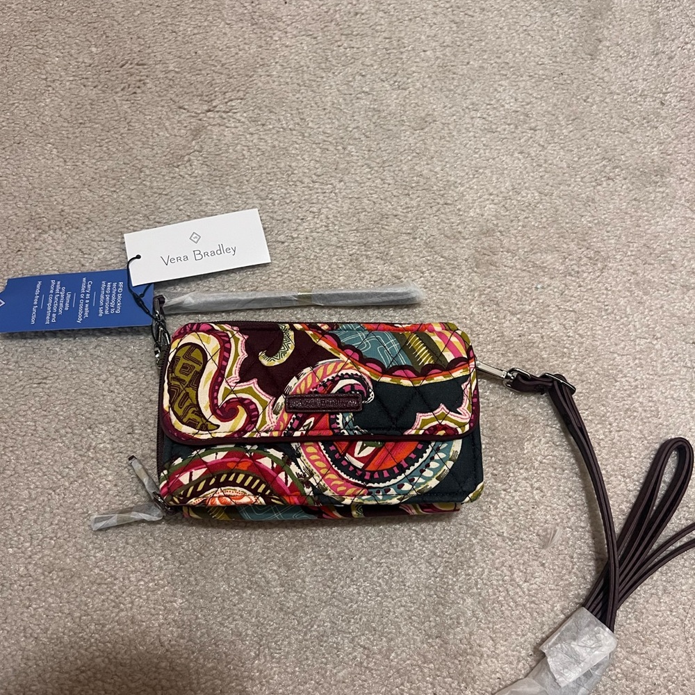 Vera Bradley Red and Pink Paisley Wristlet